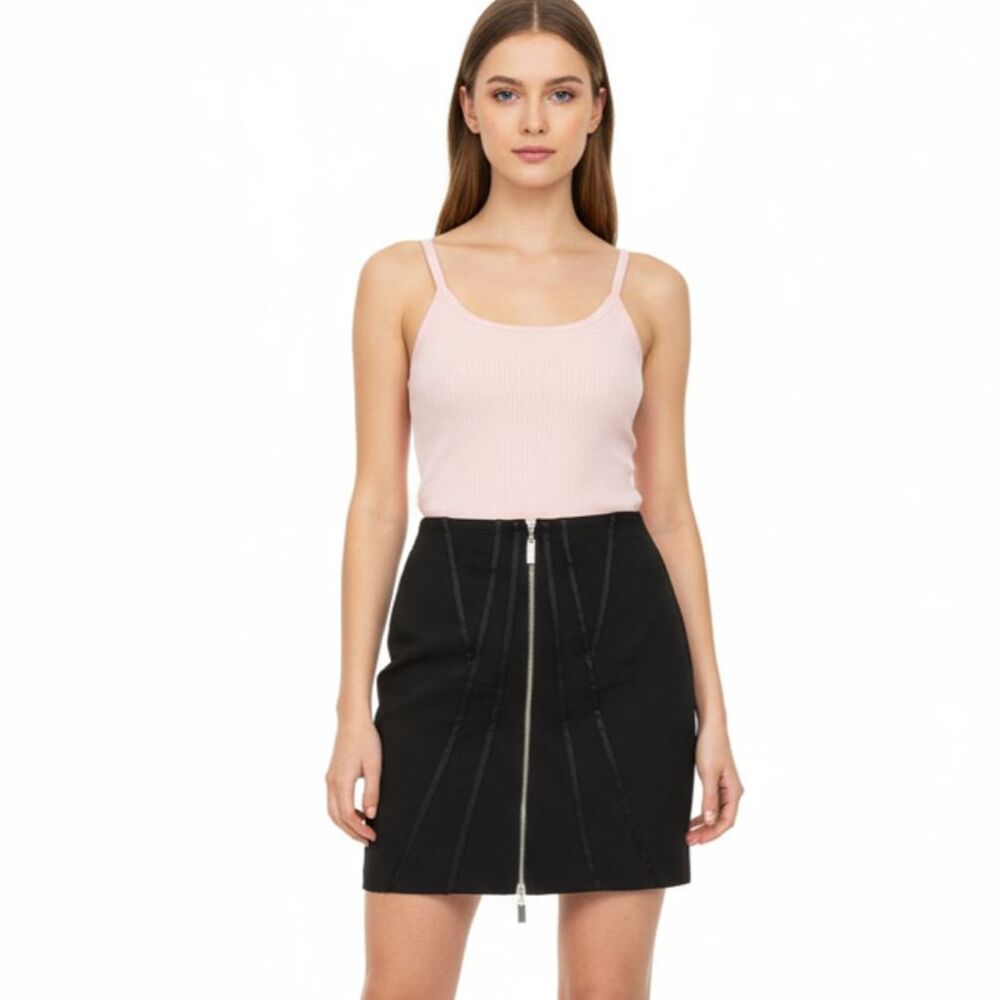 Cache Black Zip Up & Down Mini Skirt 4